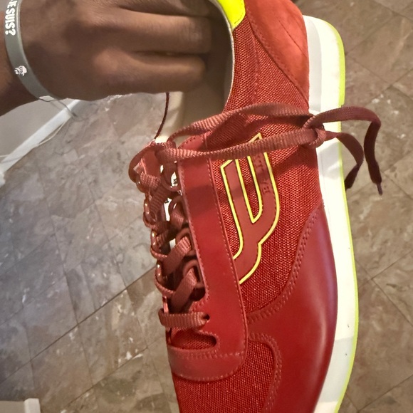 Bally Red Men's Sneaker with Yellow Trim